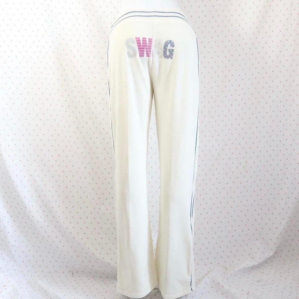 Vintage Y2K Cream Velvet low rise Track Pants Medium
